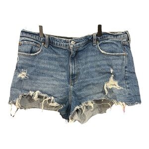 Abercrombie & Fitch The Mom Short High Rise Raw Hem Size 18 AG1